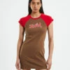 Mills Outline Raglan T-Shirt Dress Brown/Red 2 Mills Outline Raglan T-Shirt Dress Brown/Red -Insight Shop 1 39073