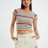 Striped Ringer Baby Tee Orange Assorted 2 Striped Ringer Baby Tee Orange Assorted -Insight Shop 1 39079