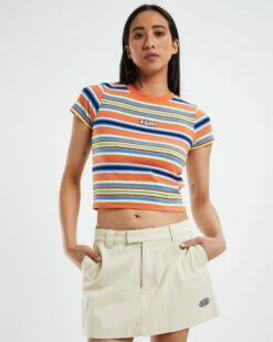Striped Ringer Baby Tee Orange Assorted