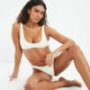 Rib Scoop Crop Bikini Top Almond White