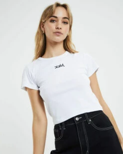Mills Logo Baby Tee White
