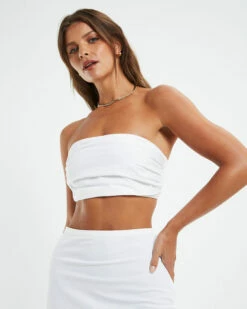 Mya Ruched Bandeau White