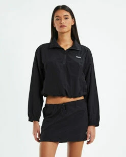 Nylon 1/4 Zip Jumper Black