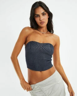 Sinan Tube Top Two Tone Navy