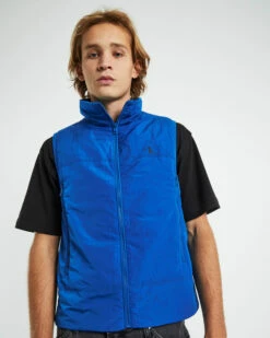 Calvin Klein Badge Crinkle Nylon Vest In Blue