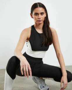 Colourblock Racerback Tank Top Black/White