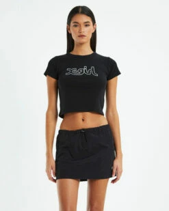 Glitter Mills Baby Tee Black