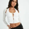 Kamali Hook Front Long Sleeve Halter Top White 2 Kamali Hook Front Long Sleeve Halter Top White -Insight Shop 1 45744