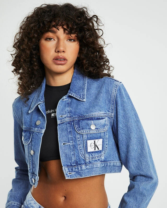 Calvin Klein Extreme Cropped 90s Denim Jacket Blue 3 Calvin Klein Extreme Cropped 90s Denim Jacket Blue