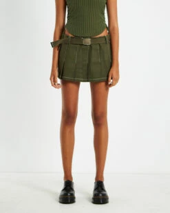 Betty Belted Utility Mini Skirt Khaki