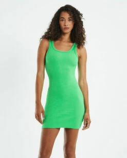 Scoop Neck Fitted Dress Green