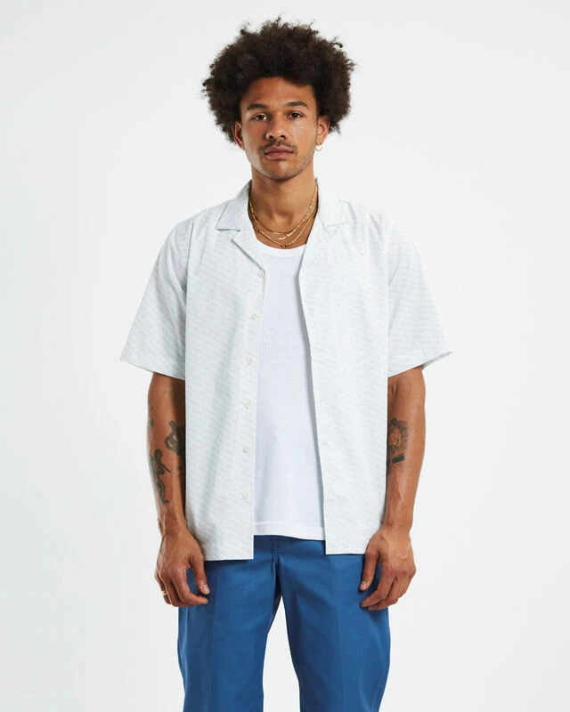 Afends Mushroom Recycled Cuban Short Sleeve Shirt White 3 Afends Mushroom Recycled Cuban Short Sleeve Shirt White
