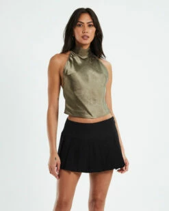 Ataina Satin Top Dark Olive