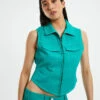Yolanda Patch Pocket Hook Front Vest Green