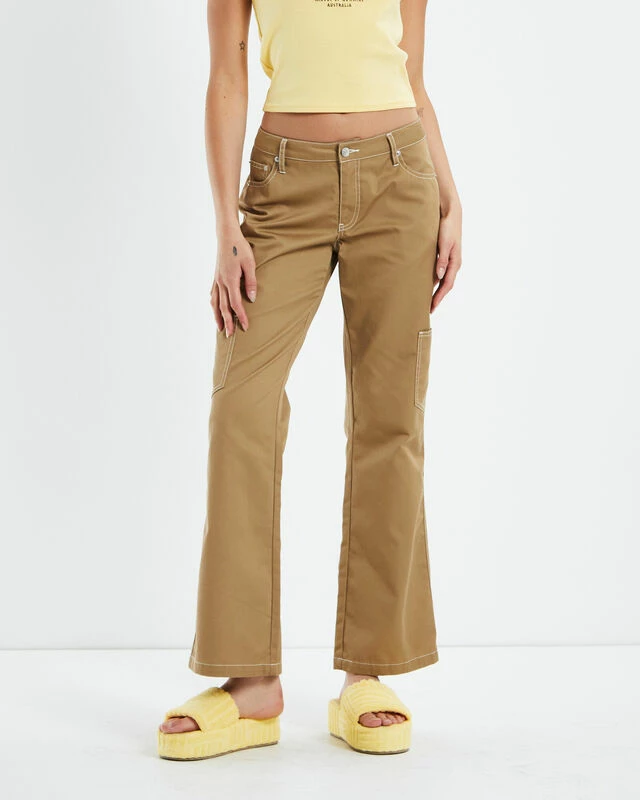 Insight Lulu Low Rise Bootcut Workwear Pants Beige 3 Insight Lulu Low Rise Bootcut Workwear Pants Beige