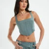 Kristen Dipped Hem Square Neck Corset Top Green -Insight Shop 1 51399