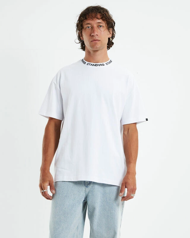 Collar Short Sleeve T-Shirt White 3 Collar Short Sleeve T-Shirt White