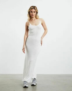 April Rib Maxi Dress White