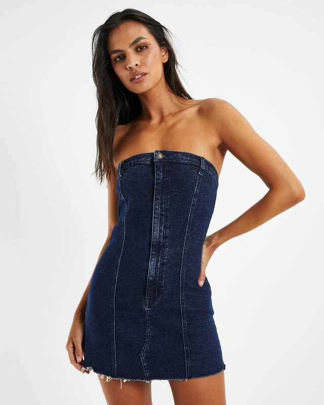 Insight Marella Corset Denim Tube Dress Blue 3 Insight Marella Corset Denim Tube Dress Blue