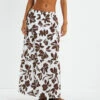 Niah Linen Tiered Midi Skirt Brown/White 1 Niah Linen Tiered Midi Skirt Brown/White -Insight Shop 1 52832