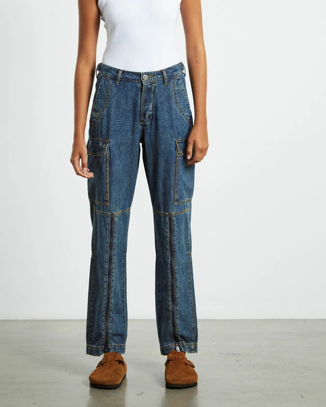 One Teaspoon Zipped Cargo Motion Jeans Used Blue 3 One Teaspoon Zipped Cargo Motion Jeans Used Blue