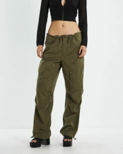 Effie Cargo Parachute Pants Khaki