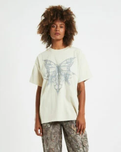Gothic Butterfly Oversized Short Sleeve T-Shirt White