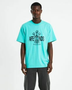 Afends Grooves T-Shirt Jade Blue