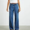 One Teaspoon Jackson Mid Waist Wide Leg Jeans Bay Blue
