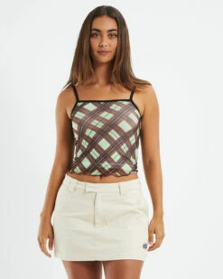 Diamond Plaid Singlet Green