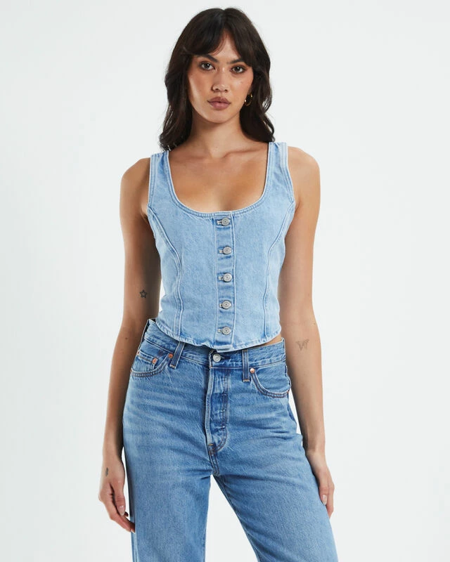 Levis Dani Corset Top Blue 3 Levis Dani Corset Top Blue