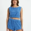Ashby Terry Towelling Crop Top Blue -Insight Shop 1 55279