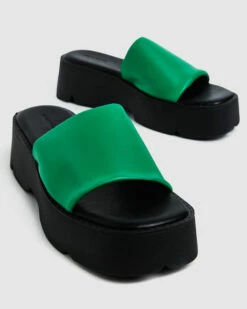 Freya Flatform Slides Fern Green/Black