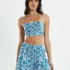 Rhythm Drifter Floral Crop Top Blue -Insight Shop 1 56237