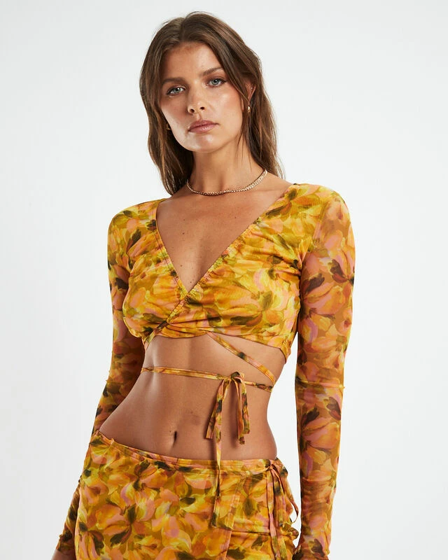 Cartia Mesh Wrap Top Orange 3 Cartia Mesh Wrap Top Orange