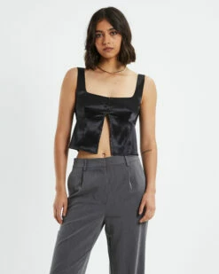 Stella Silky Corset Top Black