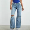 One Teaspoon Hendrixe Jackson Mid Waist Wide Leg Jeans Blue