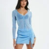 Megan Mesh Corset Long Sleeve Shirt Blue -Insight Shop 1 57368