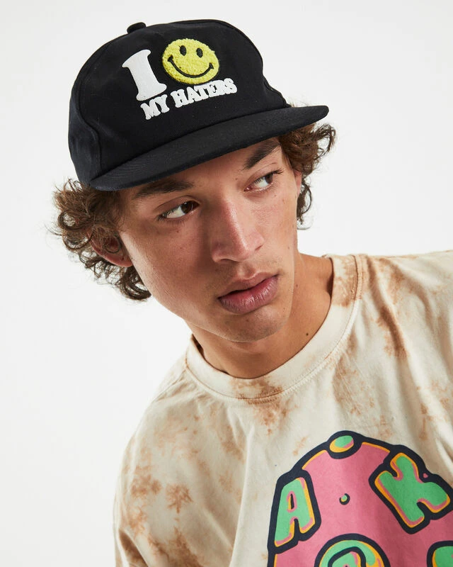 MARKET Smiley Haters 5 Panel Hat Vintage Black 3 MARKET Smiley Haters 5 Panel Hat Vintage Black