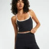 Double Layer Cropped Tank Top Black/White 2 Double Layer Cropped Tank Top Black/White -Insight Shop 1 58516