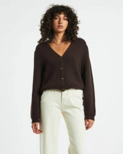 Nora Knit Cardigan Chocolate Brown