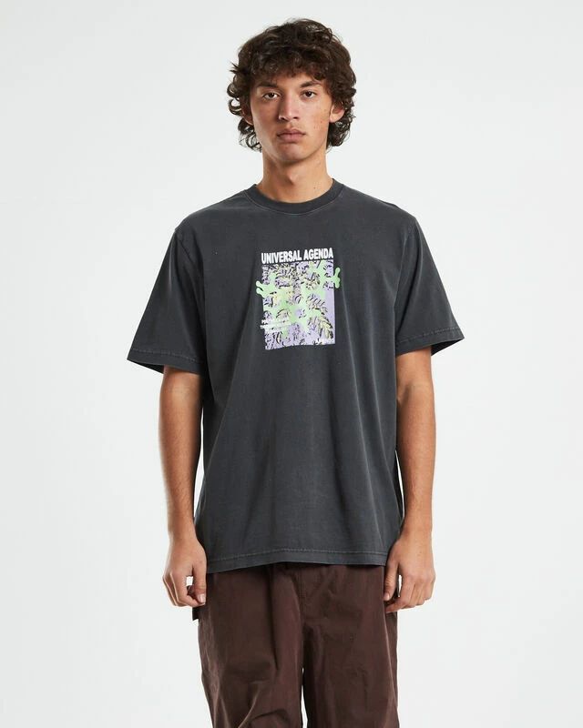 Afends Universal Recycled Retro Fit T-Shirt In Stone Black 3 Afends Universal Recycled Retro Fit T-Shirt In Stone Black