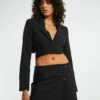 Margot Tied Up Cropped Blazer Black