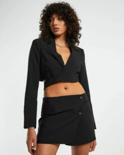 Margot Tied Up Cropped Blazer Black
