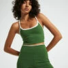 Double Layered Cropped Tank Top Green/Cream 1 Double Layered Cropped Tank Top Green/Cream -Insight Shop 1 59497