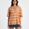 BDG Urban Outfitters BDG Nolan Bowling Shirt Stripe Orange -Insight Shop 1 61795