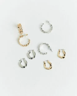 Clara Hoop Earrings Pack Gold/Silver