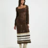 Kimmy Crochet Stripe Midi Dress Chocolate In Brown 2 Kimmy Crochet Stripe Midi Dress Chocolate In Brown -Insight Shop 1 62234