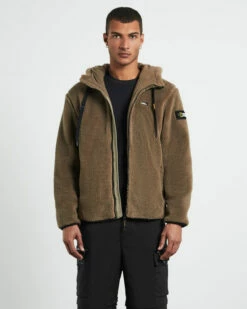 National Geographic Costoni Fleece Hoodie Zip-Up Jacket Oak Khaki