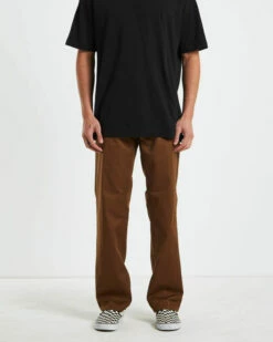 Brixton Choice Chino Relaxed Pants In Dark Earth Brown